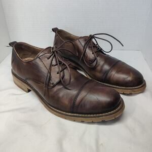 Krusdan Brown Patina Leather Lace Up Derby Oxfords 43 Dress Shoes Academia